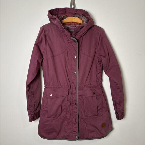 Toad & Co Womens Bancroft Parka Hooded Coat Sz M Purple Insulated Utility Jacket - Picture 1 of 12